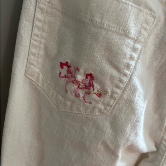 Bill Blass white Capri Pants with Pink Embroidery sz 12 - Picture 7 of 7